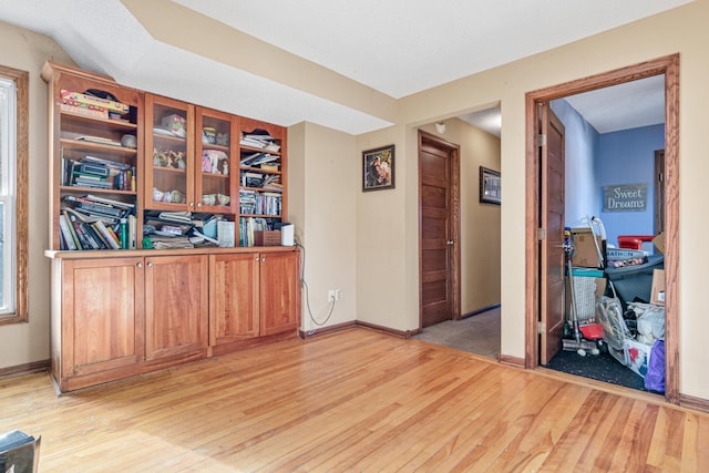 interior space with light hardwood / wood-style flooring