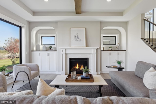 living room with light wood-type flooring