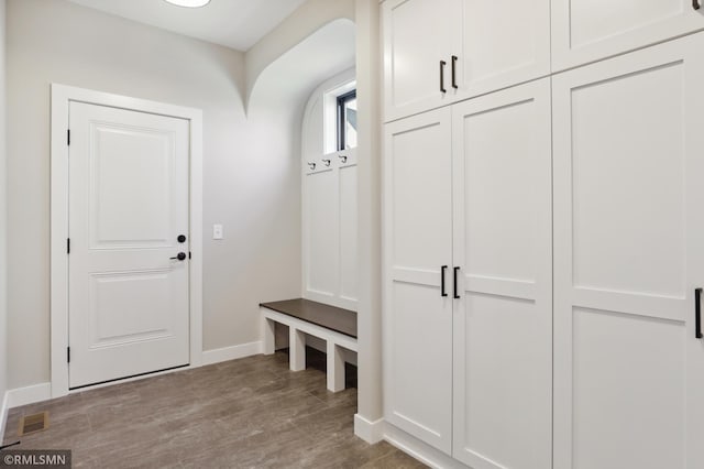 mudroom featuring light hardwood / wood-style floors