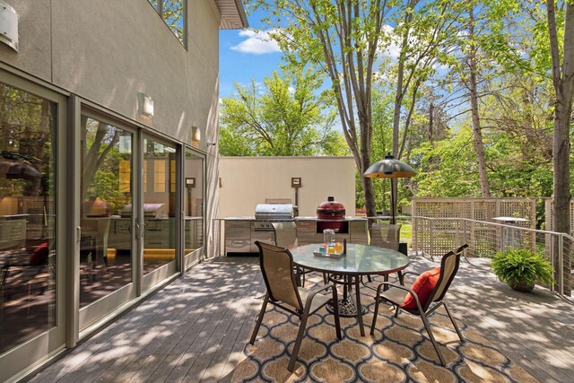 4540 Upton Ave S, Minneapolis, MN 55410 - view of patio / terrace featuring outdoor dining space, a grill, and a wooden deck