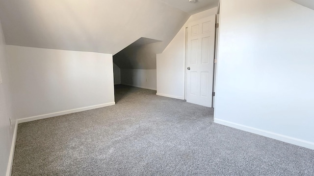 additional living space featuring carpet flooring and lofted ceiling