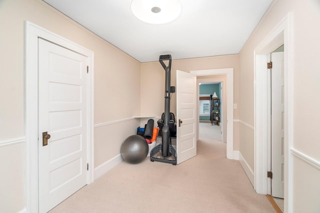 2328 3rd St, Duluth, MN 55812 - exercise area featuring light carpet and baseboards