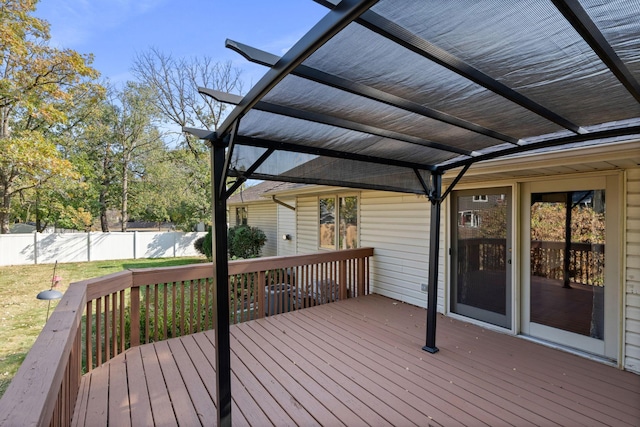 deck featuring a lawn