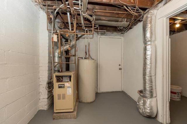 utility room with water heater