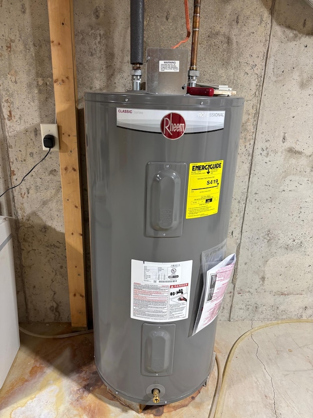 utility room with electric water heater