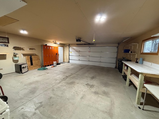 garage with a garage door opener