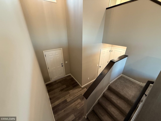 stairs with wood-type flooring