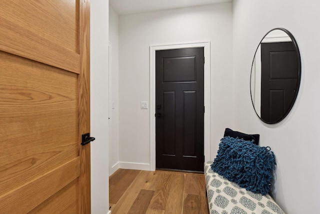 foyer with light wood-type flooring