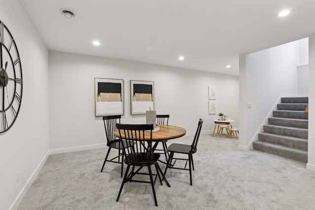 view of carpeted dining room