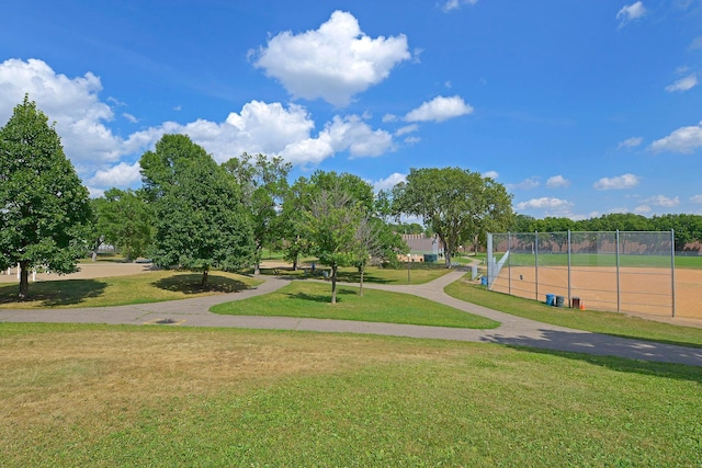 view of property's community featuring a lawn