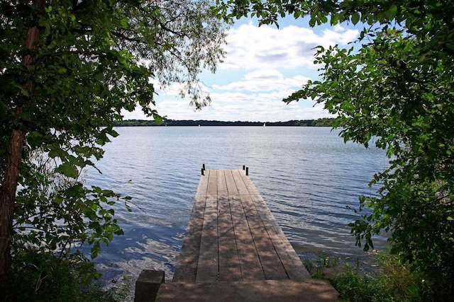 view of dock featuring a water view