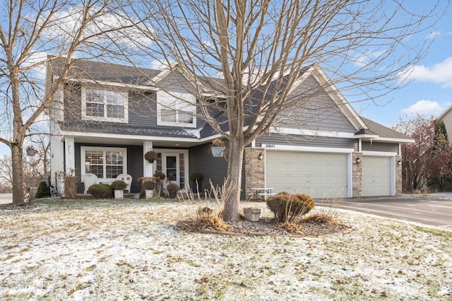 front facade with a garage