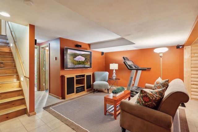 view of tiled living room