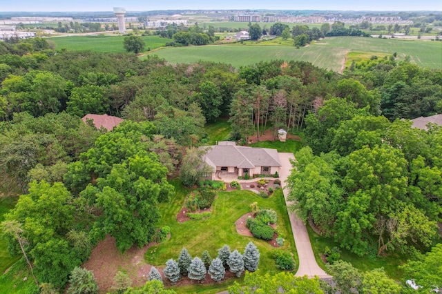 bird's eye view with a rural view