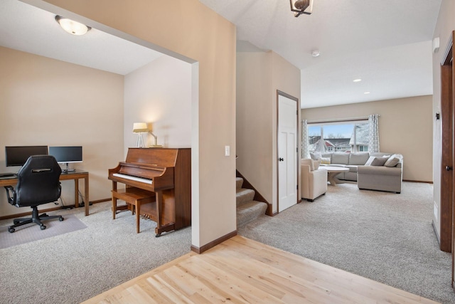 office featuring light colored carpet