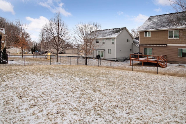 view of yard featuring a wooden deck