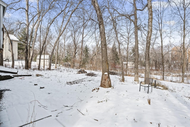 view of yard covered in snow