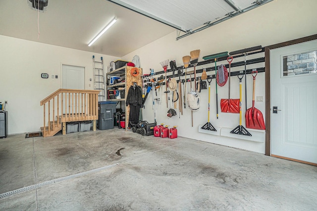 garage with a garage door opener