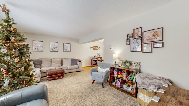 living room with carpet flooring