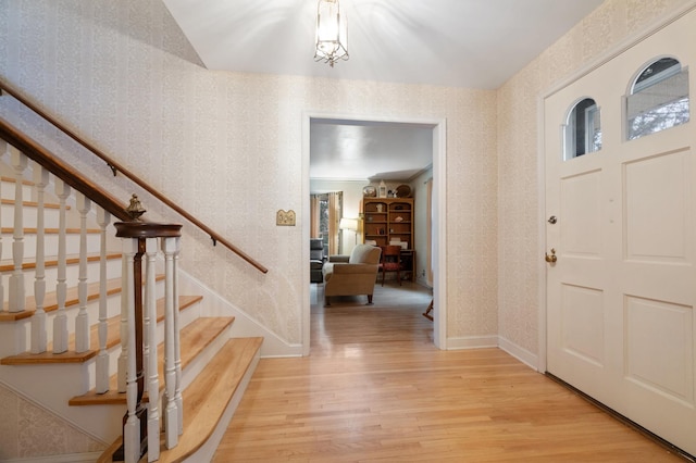 entrance foyer featuring light hardwood / wood-style flooring