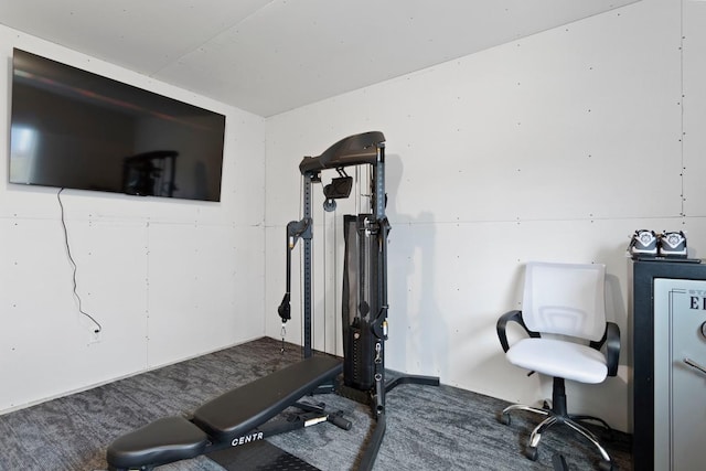 exercise room with carpet floors