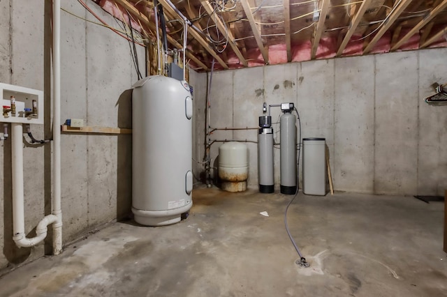 basement with water heater