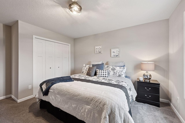 carpeted bedroom with a closet