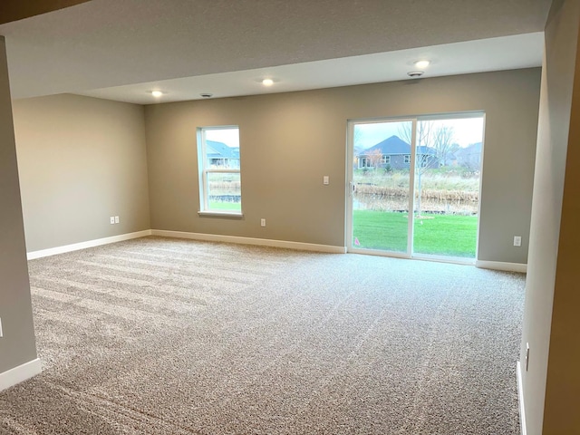 spare room featuring plenty of natural light and carpet floors