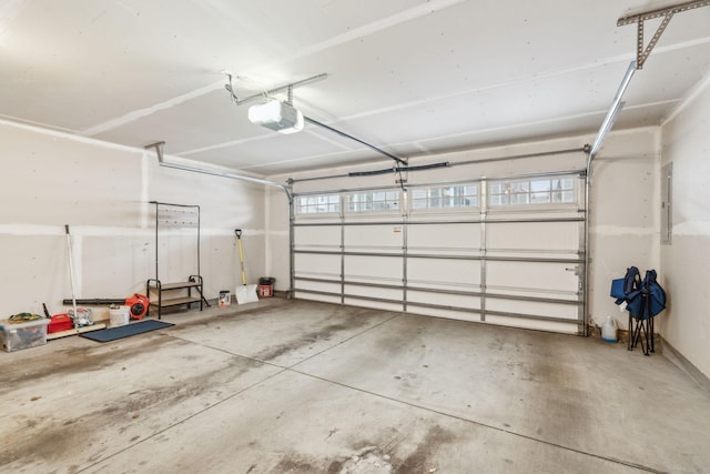 garage with a garage door opener