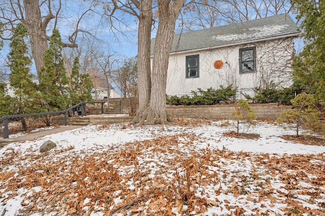 view of yard covered in snow