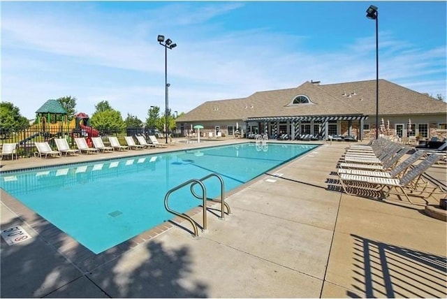 view of pool with a patio