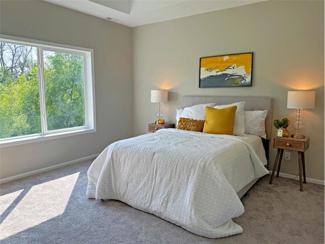 bedroom with baseboards and carpet flooring