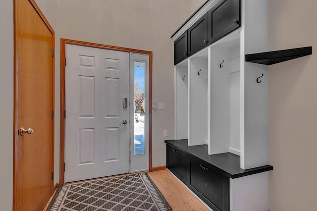 mudroom with hardwood / wood-style floors