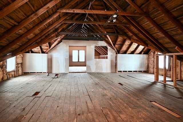 view of unfinished attic