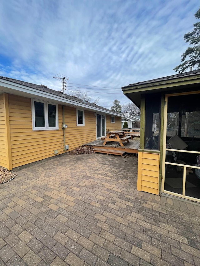 view of patio featuring a wooden deck