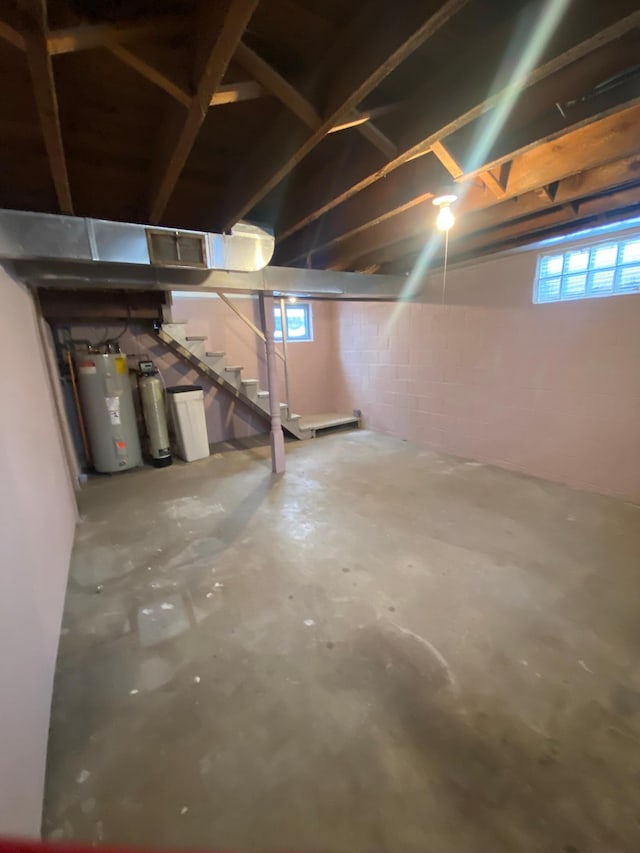 basement with gas water heater