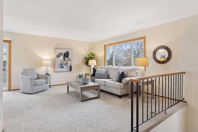 living room with light carpet