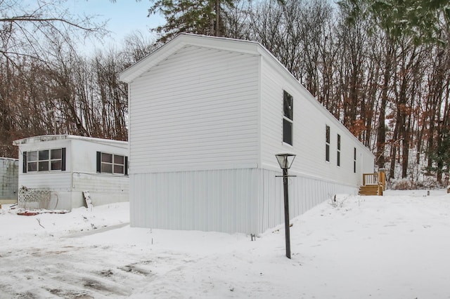 view of snowy exterior