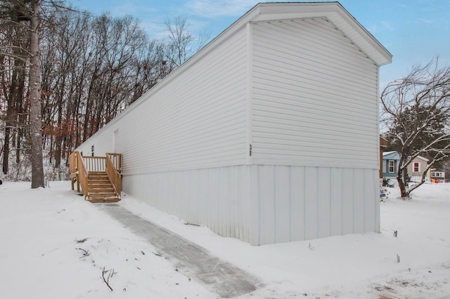 view of snow covered property