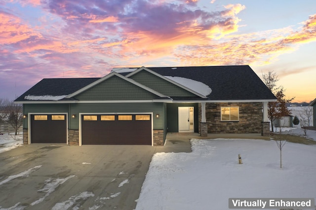 craftsman inspired home with a garage