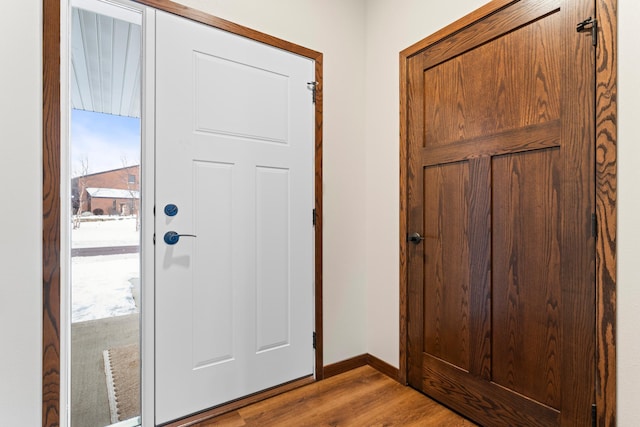 foyer with light hardwood / wood-style floors and a healthy amount of sunlight