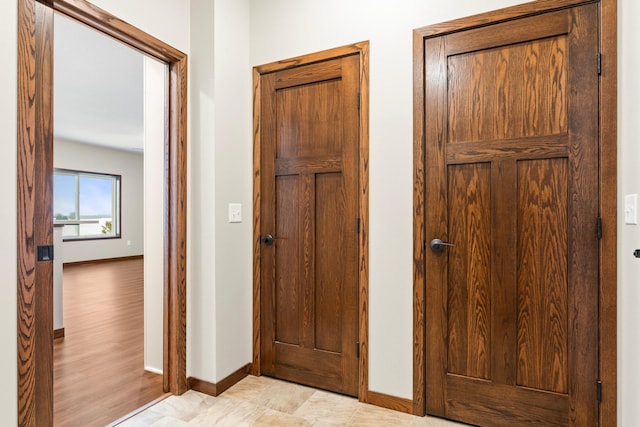 foyer with light wood-type flooring