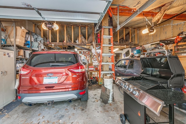 garage with a garage door opener