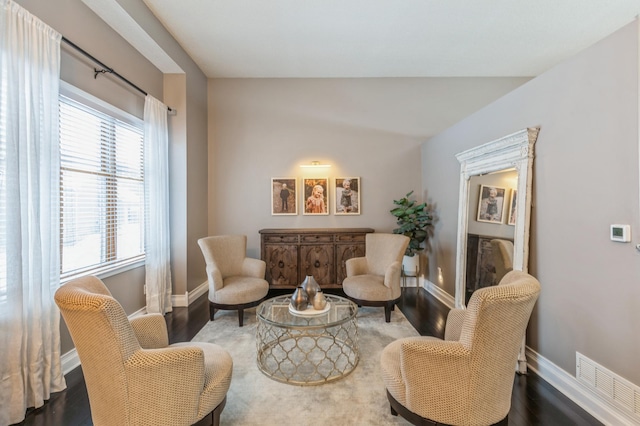 living area featuring hardwood / wood-style flooring and plenty of natural light