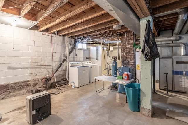 basement with washing machine and dryer