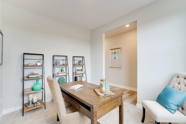 office featuring light hardwood / wood-style floors