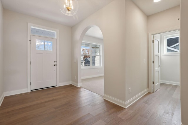 foyer featuring light hardwood / wood-style floors