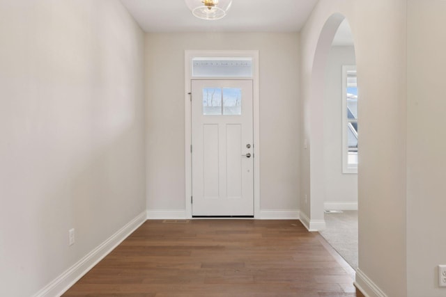 foyer entrance featuring hardwood / wood-style flooring