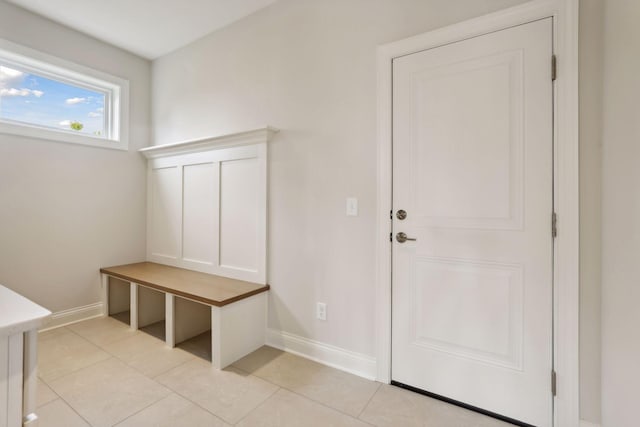 mudroom featuring light tile patterned flooring