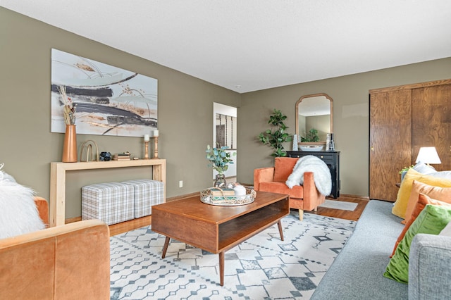 living room featuring light hardwood / wood-style flooring